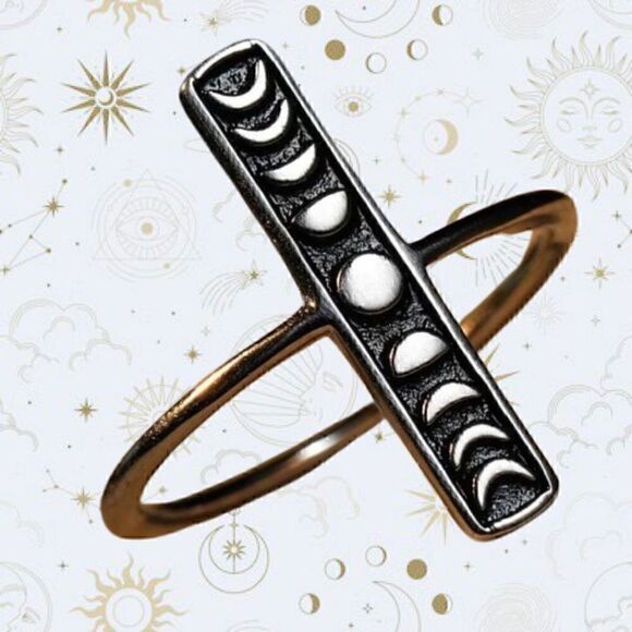 Moon Phase Goddess Ring .925 Sterling Silver Sz 6 Lunar Cycle Celestial​ - Picture 1 of 3